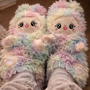 Snugimals Blue Plush Animal Slippers Size L 9/10 Cute Cozy Fuzzy House Shoes